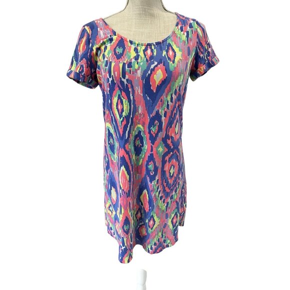 Lilly Pulitzer Multicolor Vibrant Ikat Print Short Sleeve Dress S - Picture 1 of 8